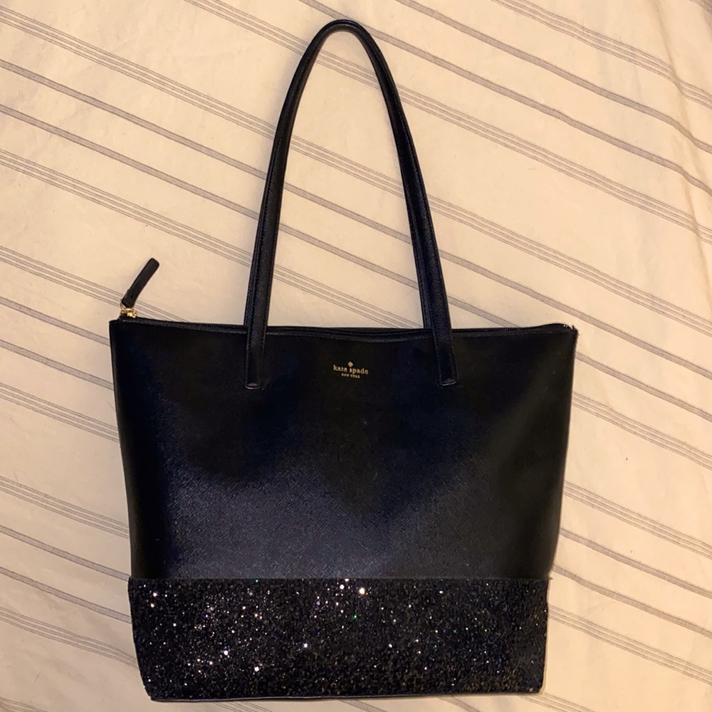 Kate Spade, Greta Court Glitter Penny Tote Bag - Black